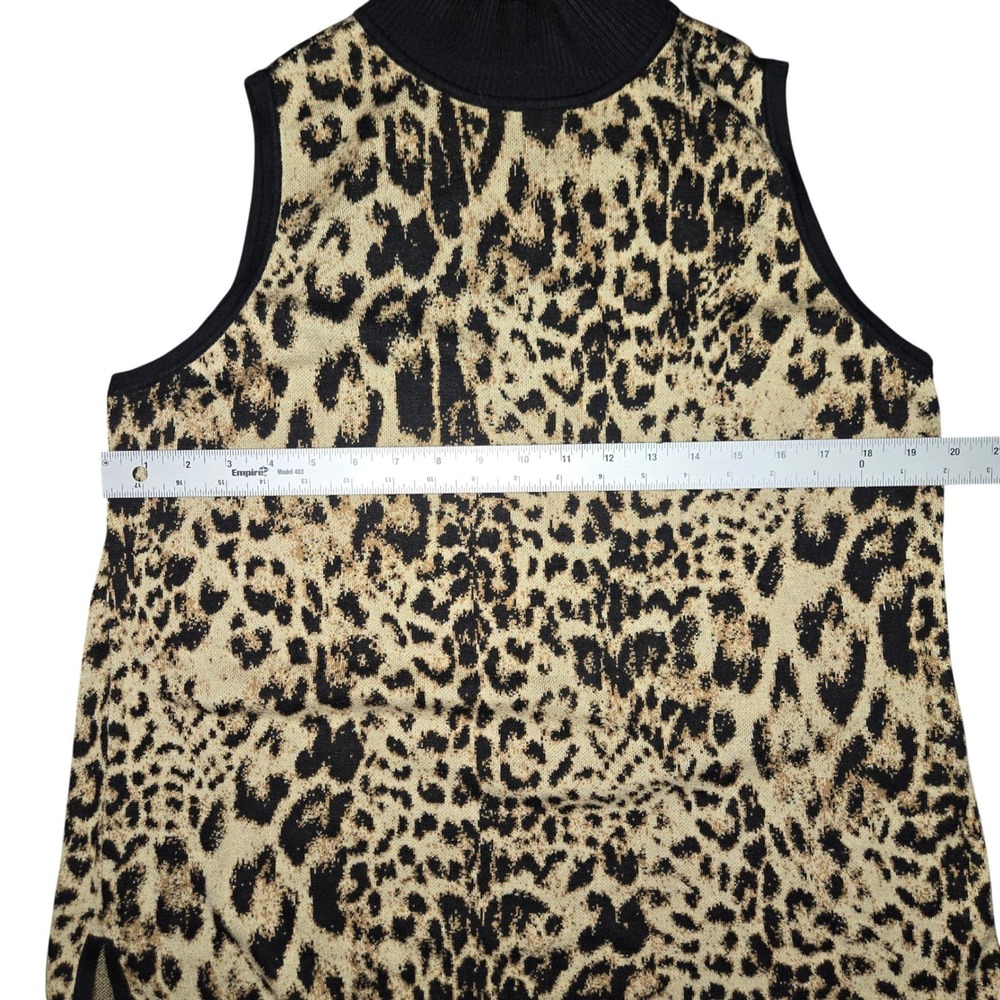 Chicos Leopard Print Mock Neck Sleeveless Sweater Top Tan Black Cashmere Blend 2 - Picture 6 of 6